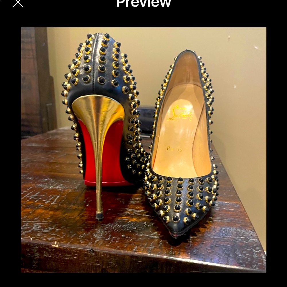 Christian Louboutin Follies Cabo studded beaded spike heel size 37 EU / 7 US